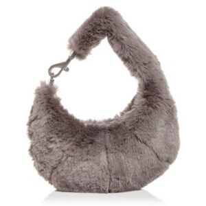 Rebecca Minkoff Mini Croissant Faux Fur Shoulder Bag in Grey